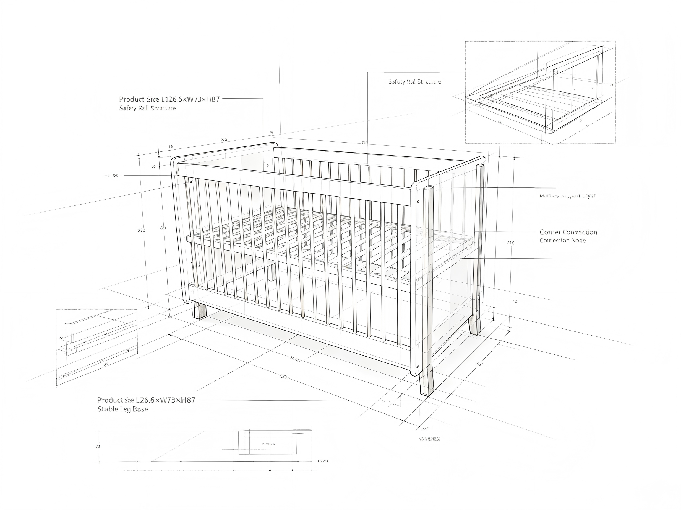 W25001 - Baby Cot W25001 detail