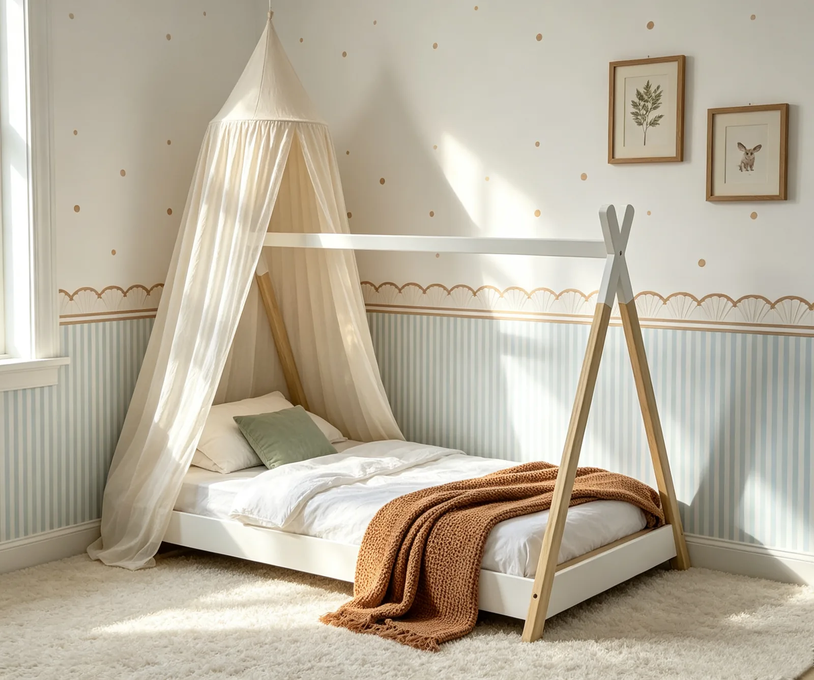 Kids Furniture W25016 solid wood bed tent