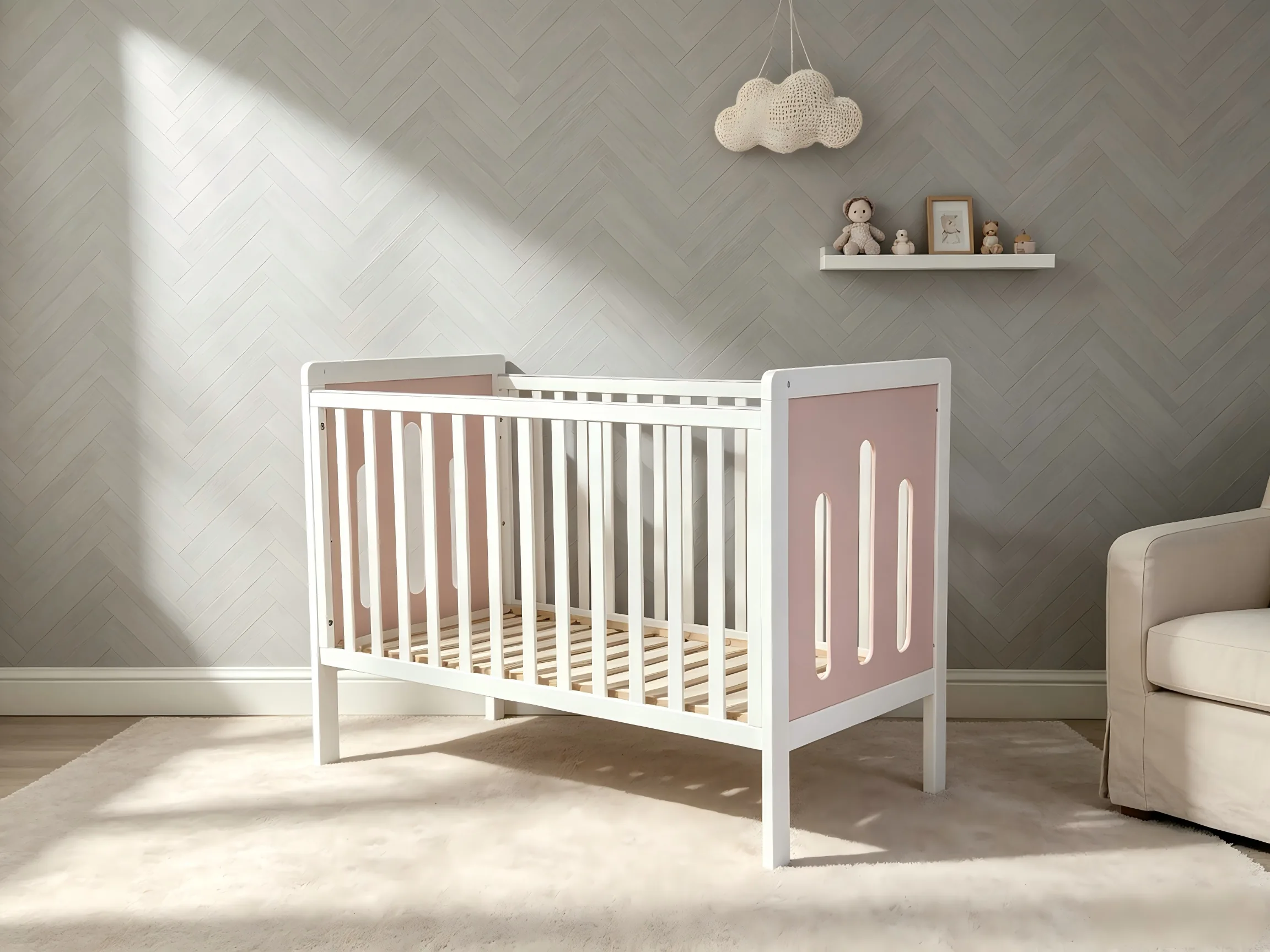 W25054 - Baby Cot W25054 in a nursery lifestyle setting