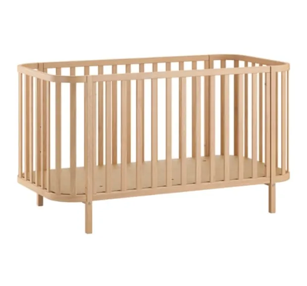 W26008B - Baby Cot W26008B 3-in-1 convertible baby cot — side view, solid pine frame